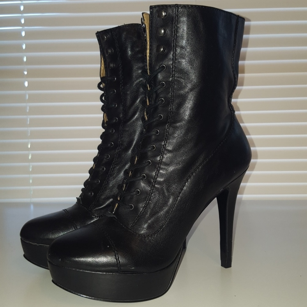 Black lace up boots